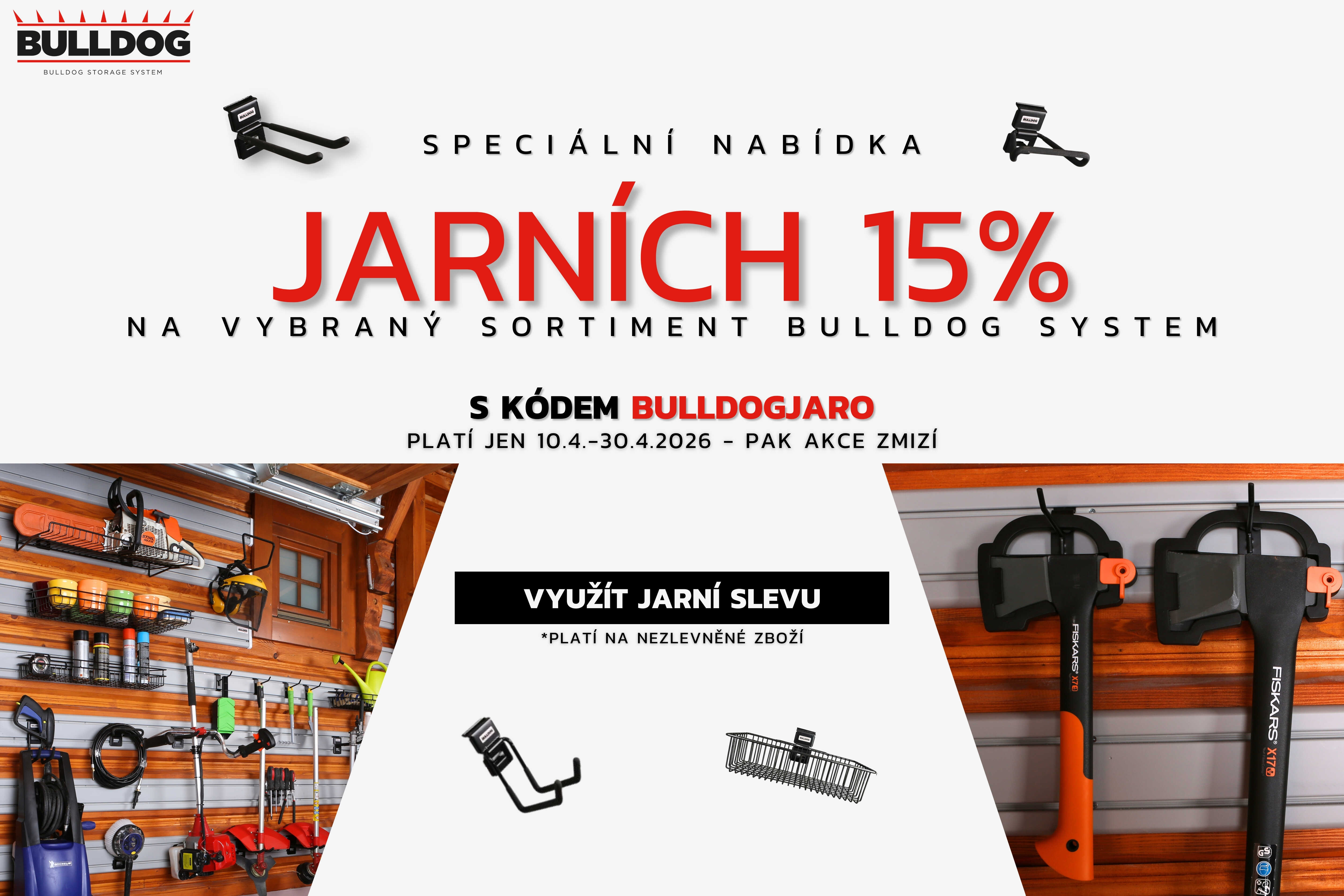 Závěsný úložný systém Bulldog na zeď_BULLDOGJARO_sleva15