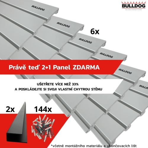 Závěsný systém Bulldog - Výhodný set 6 panelů  -  uložte na skoro 5m2 vše a mějte uklizeno jednou pro vždy