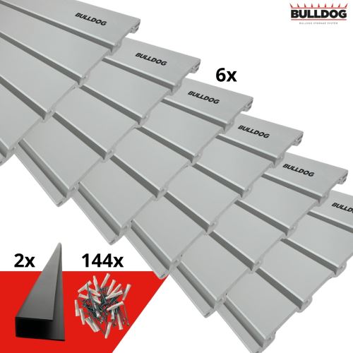 Závěsný systém Bulldog - Výhodný set 6 panelů  -  uložte na skoro 5m2 vše a mějte uklizeno jednou pro vždy