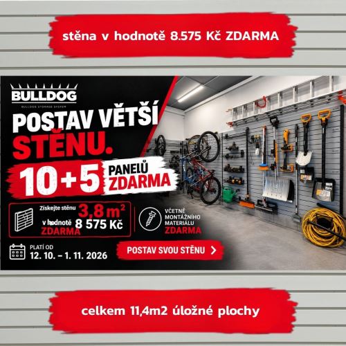 Nosné drážkové panely Bulldog: stěna v hodnotě 8.575 Kč zdarma včetně montážního materiálu